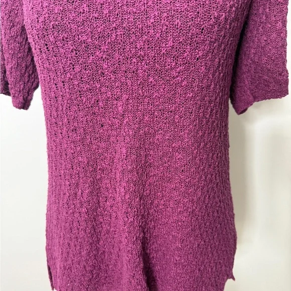 J. Jill Rich Purple Short Sleeve Knit Top - Picture 2 of 5